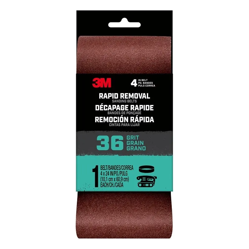 3M 27382 Sanding Belt, 4 in W, 36 in L, 36 Grit, Aluminum Oxide Abrasive