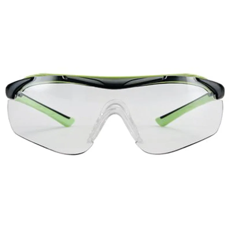 3M 47100-WZ4 Sport-Inspired Safety Glasses, Clear Lens, Green/Neon Black Frame, Anti-Fog, Anti-Scratch Lens