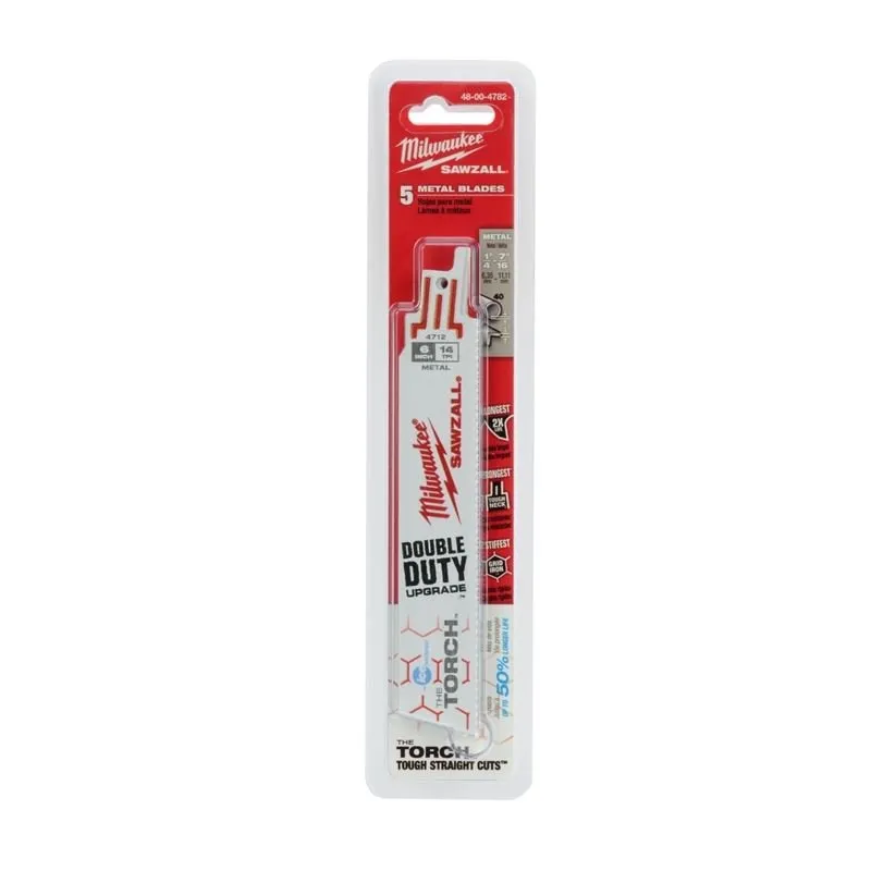 48-00-4782 6 in. 14 TPI THE TORCH Ice Hardened SAWZALL Blades – 5 Pack