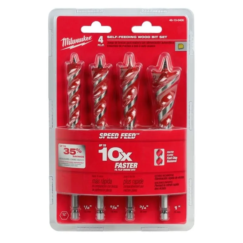 48-13-0400 Speed Feed Wood Bit Set – 4 Piece