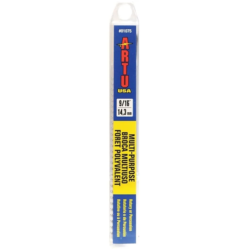 ARTU 01075 Jobber Drill Bit, 9/16 in Dia, 6-1/4 in OAL, Parabolic Flute, 3/8 in Dia Shank, Reduced Shank