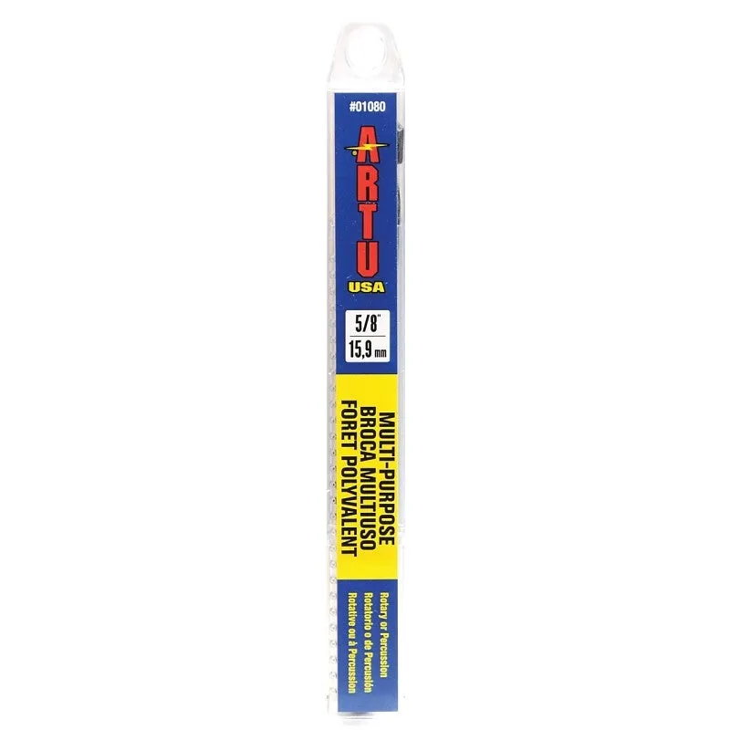 ARTU 01080 Jobber Drill Bit, 5/8 in Dia, 6-1/8 in OAL, Parabolic Flute, 3/8 in Dia Shank, Reduced Shank