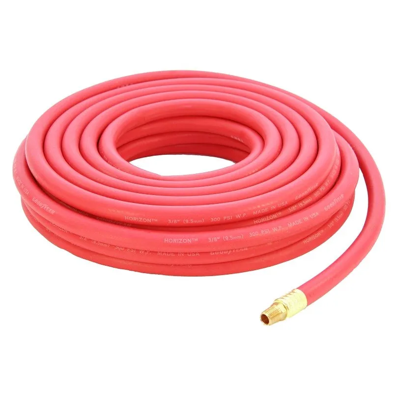 Abbott Rubber 1010-03825-50-4MM Air Hose, 3/8 in ID, 50 ft L, MNPT, 250 psi Pressure, EPDM Rubber, Red