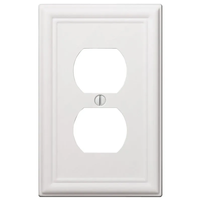 Amerelle 149DW Receptacle Wallplate, 5 in L, 2-7/8 in W, 1 -Gang, Steel, White, Screw Mounting (Pack of 4)