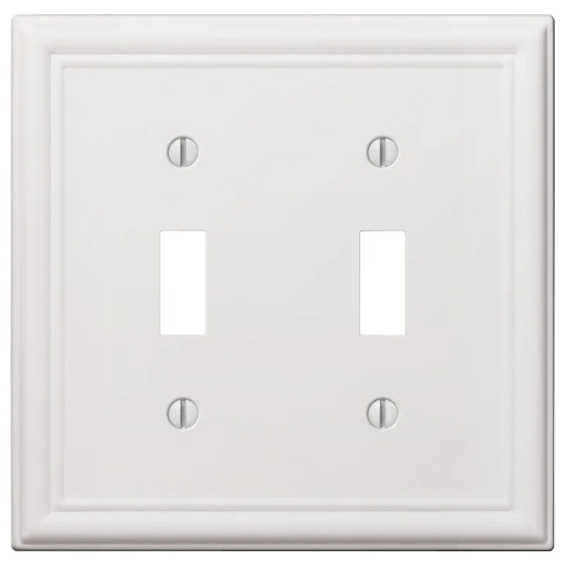 Amerelle 149TTW Wallplate, 4-7/8 in L, 4-15/16 in W, 2 -Gang, Steel, White (Pack of 3)