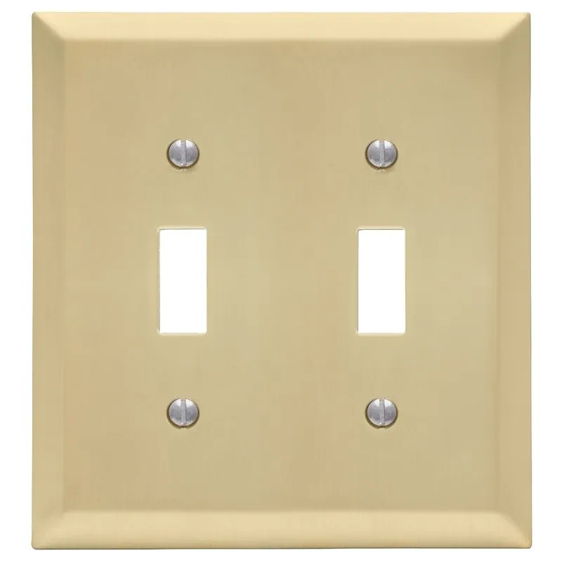 Amerelle 163TTSB Wallplate, 4-15/16 in L, 4-9/16 in W, 2 -Gang, Steel, Satin Brass (Pack of 3)