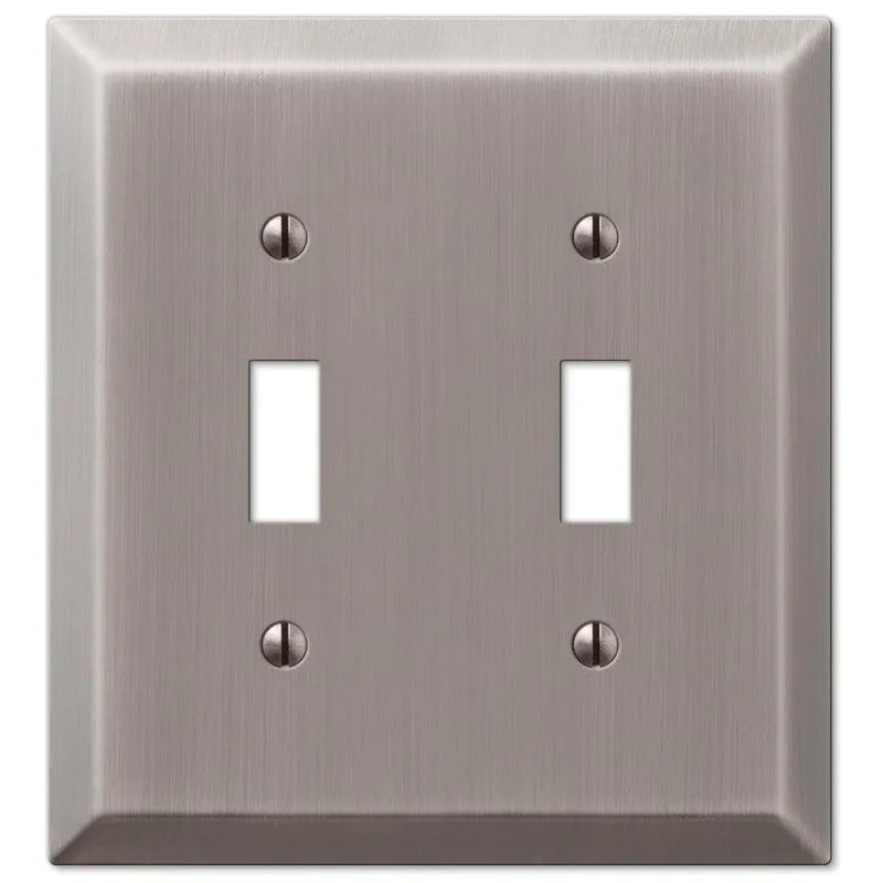 Amerelle Century 163TTAN Wallplate, 4-15/16 in L, 4-9/16 in W, 2 -Gang, Steel, Antique Nickel (Pack of 3)