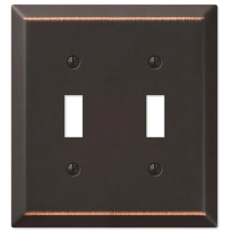 Amerelle Century Series 163TTDB Wallplate, 4-15/16 in L, 4-9/16 in W, 2-Gang, Steel, Aged Bronze (Pack of 3)