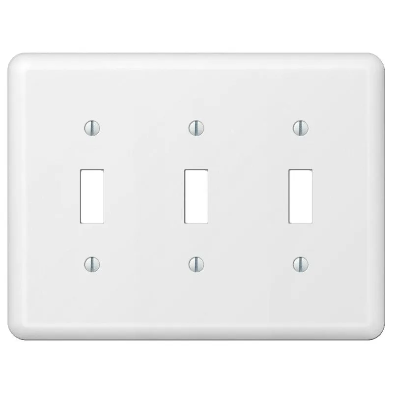 Amerelle Devon 935TTTW Wallplate, 5 in L, 6-9/16 in W, 3 -Gang, Steel, White (Pack of 3)