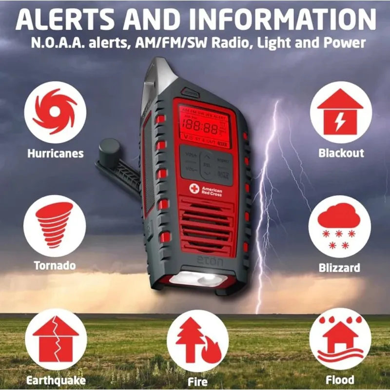 American Red Cross Odyssey ARCODYSSEY All-Band Emergency Hand Crank Radio, Battery, AAA Battery