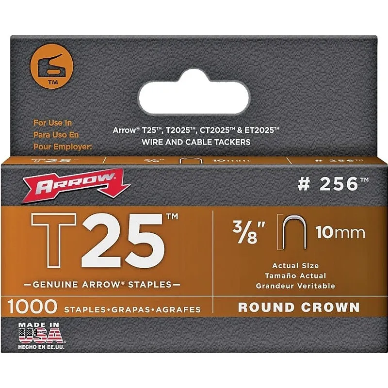 Arrow 256 Staple, 5/16 in W Crown, 3/8 in L Leg, Steel (Pack of 5)