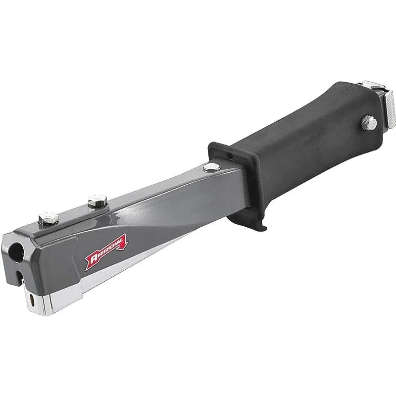 Arrow HT55 Slim Hammer Tacker, T50 Staple, 3/8 in W Crown, 1/4 to 3/8 in L Leg, Steel Staple
