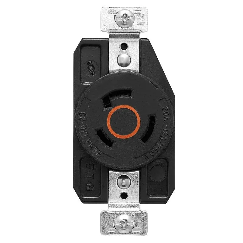 Arrow Hart AHCL1020R Locking Single Receptacle, 3 -Pole, 125/250 VAC, 20 A, Back and Side Wiring, NEMA: NEMA L10-20
