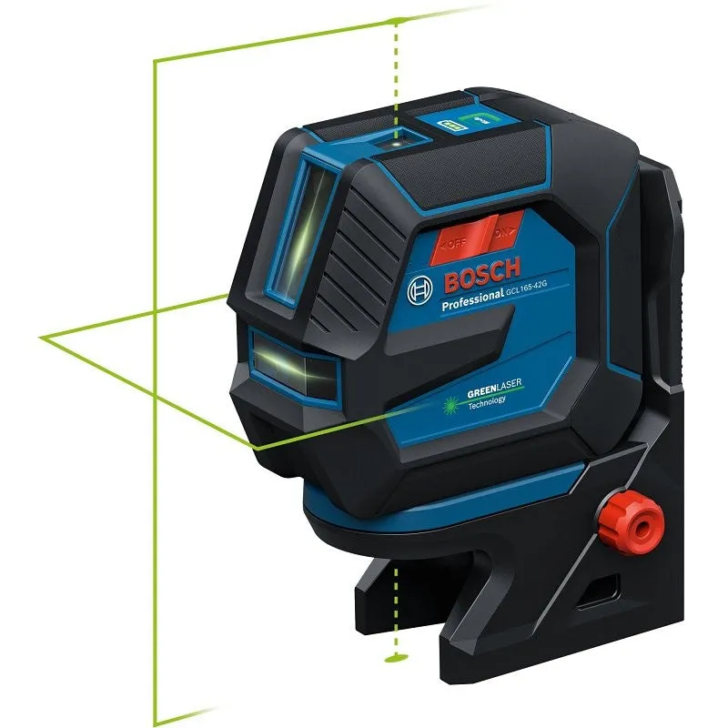 Bosch GCL165-42GL Cross Line Laser, 330 ft, 1/8 in Accuracy, Green Laser