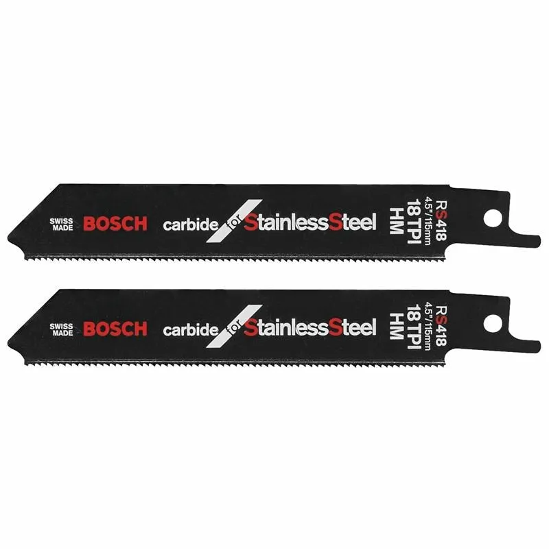 Bosch RS418-2 2 Pieces 4 In. 30 TPI Carbide for Stainless Steel Specialty Reciprocating Saw Blades