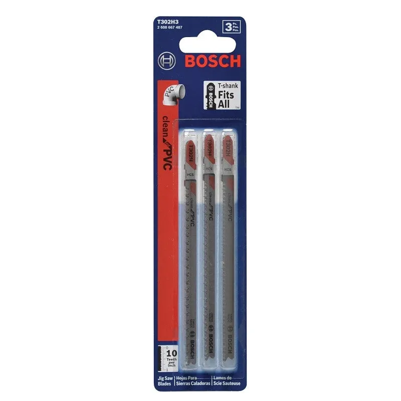Bosch T302H3 Jig Saw Blade, 0.3 in W, 5-1/4 in L, 10 TPI (Pack of 5)