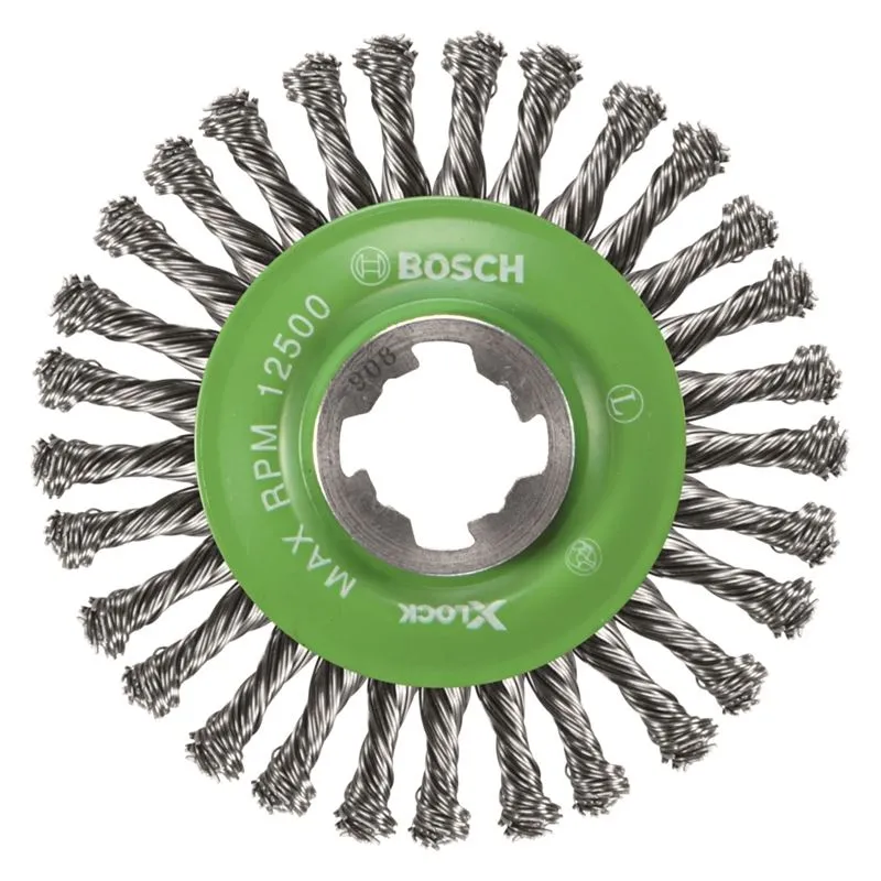 Bosch WBX409 4-1/2 In. Wheel Dia. X-LOCK Arbor Stainless Steel Stringer Bead Knotted Wire Wheel