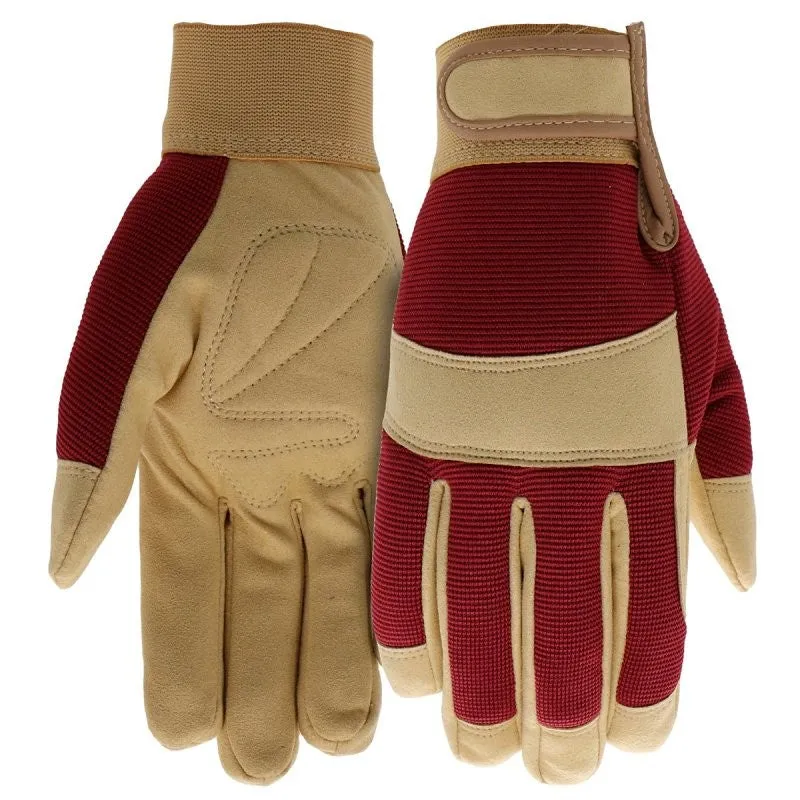 Boss B52041-WML Mechanics Utility Gloves, Women’s, M/L, Hook and Loop Cuff, Polyester/Spandex, Burgundy