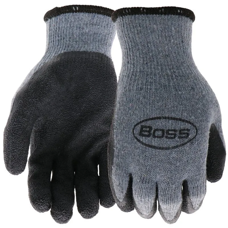 Boss Grip Series B32041-L Coated Gloves, L, Slip-On Cuff, Latex Coating, Polyester, Gray