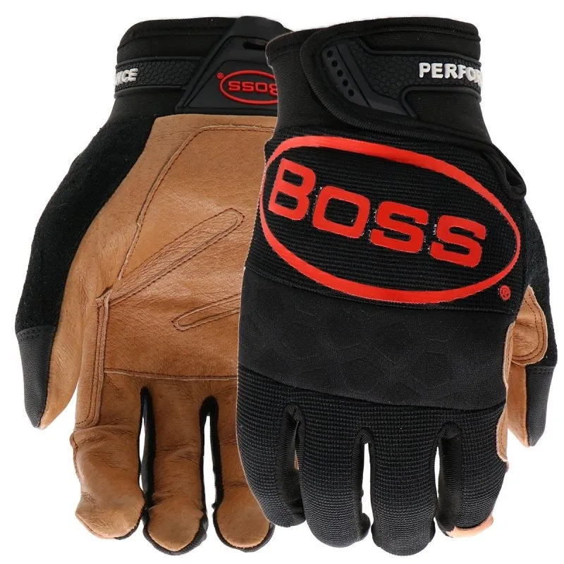 Boss Job Master B51111-M Work Gloves, Men’s, M, Reinforced Thumb, Hook and Loop Wrist, Slip-On, Spandex, Black