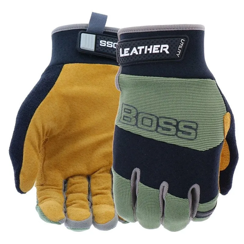 Boss Performance Series B51374-WML Work Gloves, Women’s, M/L, 7-1/8 to 8-3/8 in L, Reinforced Thumb, Spandex, Green