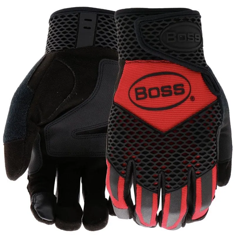 Boss Protect Ax Suede B52061-XL Work Gloves, Men’s, XL, Reinforced, Saddle Thumb, Hook and Loop Wrist, Slip-On Cuff