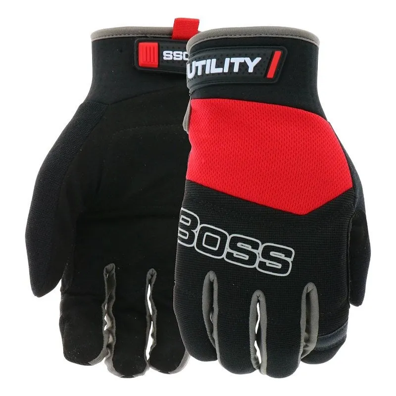Boss Utility B52304-L Gloves, L, 8 to 8-3/8 in L, Reinforced Thumb, Hook and Loop, Slip-On Cuff, Synthetic Leather