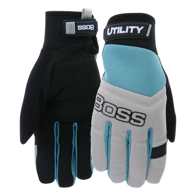 Boss Utility B52324-WSM Gloves, Women’s, S/M, 7-1/4 to 8 in L, Reinforced Thumb, Hook and Loop Cuff, Multi-Color