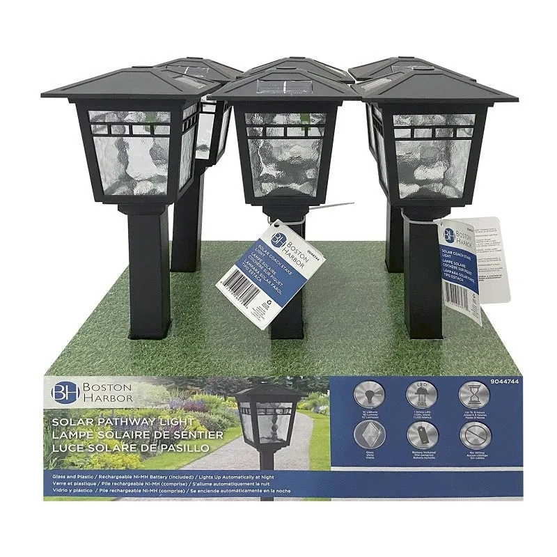 Boston Harbor 26072 Solar Coach Stake Light, NI-Mh Battery, AA Battery, 1-Lamp, Plastic and Glass Fixture, Black (Pack of 6)