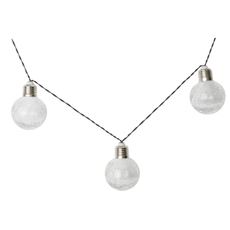 Boston Harbor 27101 Solar Crackle Glass Ball String Light, Ni-MH Battery, AA Battery, 10-Lamp, LED Lamp, Clear