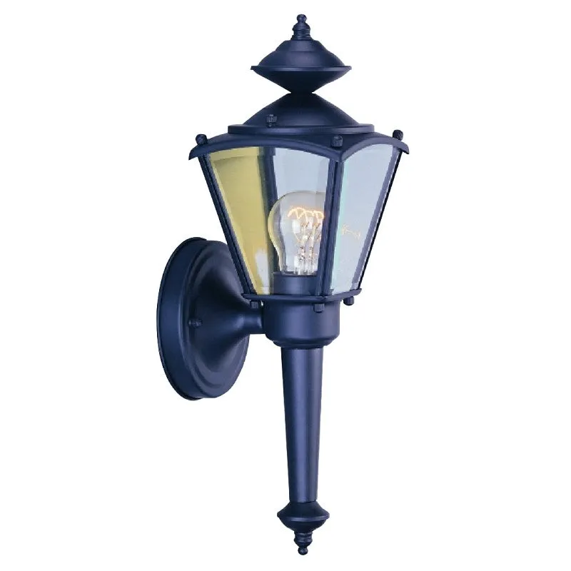Boston Harbor 4003H-53L Outdoor Wall Lantern, 120 V, 60 W, A19 or CFL Lamp, Steel Fixture, Black, Black Fixture
