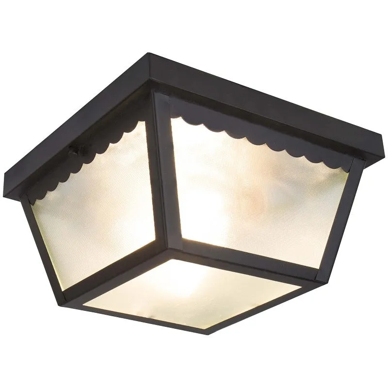 Boston Harbor 991-070082BK Two Light Flush Mount Porch Light, 120 V, 60 W, 2-Lamp, A19 or CFL Lamp, Black Fixture