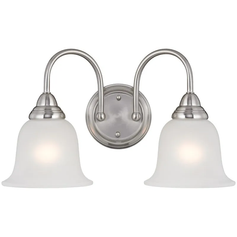 Boston Harbor LYB130928-2VL-BN Wall Sconce, 60 W, 2-Lamp, A19 or CFL Lamp, Steel Fixture, Brushed Nickel Fixture