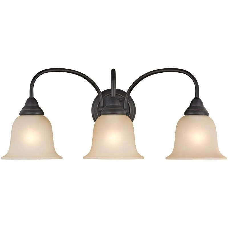 Boston Harbor LYB130928-3VL-VB Vanity Light Fixture, 60 W, 3-Lamp, A19 or CFL Lamp, Steel Fixture