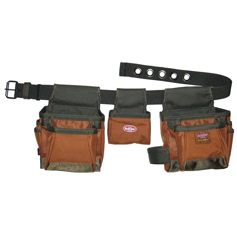 Bucket Boss 50250 Handyman’s Rig, 52 in Waist, Poly Ripstop Fabric, Brown/Green, 11-Pocket