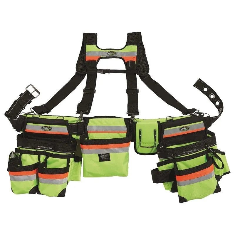 Bucket Boss 55185-HVOY Framer’s Rig, 52 in Waist, Poly Fabric, Black/Yellow, 29-Pocket