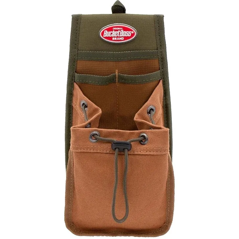 Bucket Boss FlapFit Series 54130 Parachute Pouch, 4-Pocket, Canvas/Poly, Green, 5-1/2 in W, 11 in H, 2 in D