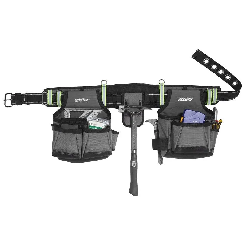 Bucket Boss Professional Series 55105-HV HV Contractor’s Rig, 52 in Waist, Poly Fabric, Sliver, 29-Pocket
