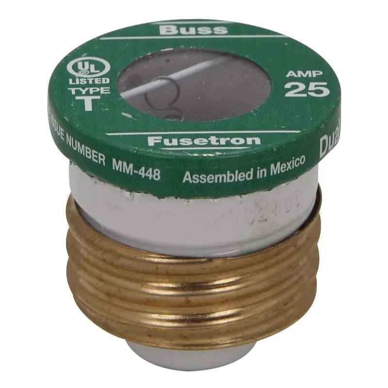 Bussmann BP/T-25 Plug Fuse, 20 A, 125 V, 10 kA Interrupt, Time Delay Fuse, Plastic Body