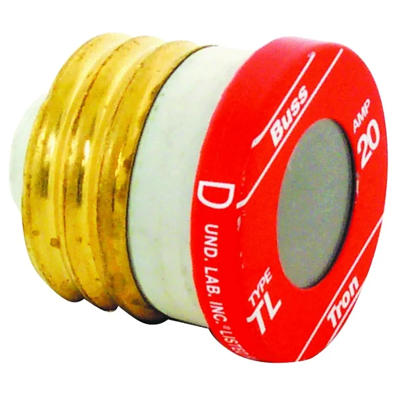 Bussmann TL-20 Plug Fuse, 20 A, 125 V, 10 kA Interrupt, Plastic Body, Time Delay Fuse, Low Voltage
