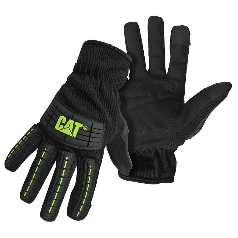 CAT CAT012240X High-Impact, Touch Screen Utility Gloves, Men’s, XL, Open, Shirred Elastic Back Cuff, Spandex, Black