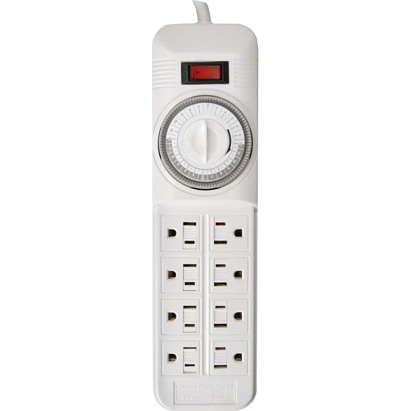 CCI 22575 Power Outlet Strip, 4 ft L Cable, 8 -Socket, 15 A, 125 V, White