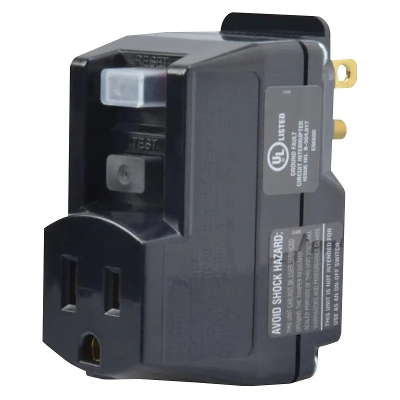 CCI 2762 GFCI Surge Protector, 120 V, 15 A, 1 -Outlet, Black/Yellow