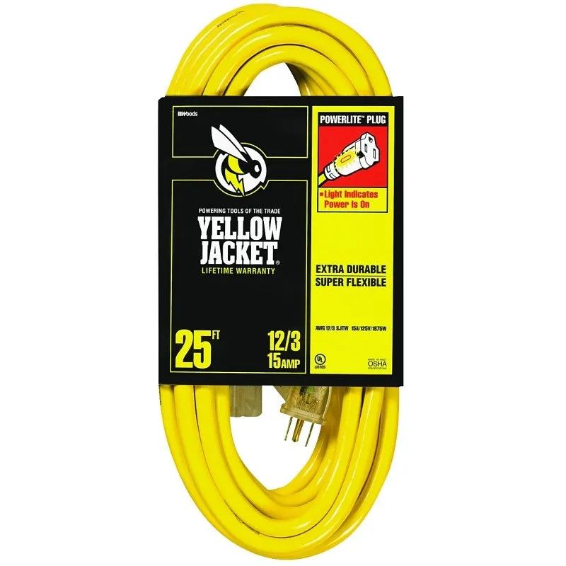 CCI 2883 Extension Cord, 12 AWG Cable, 25 ft L, 15 A, 125 V