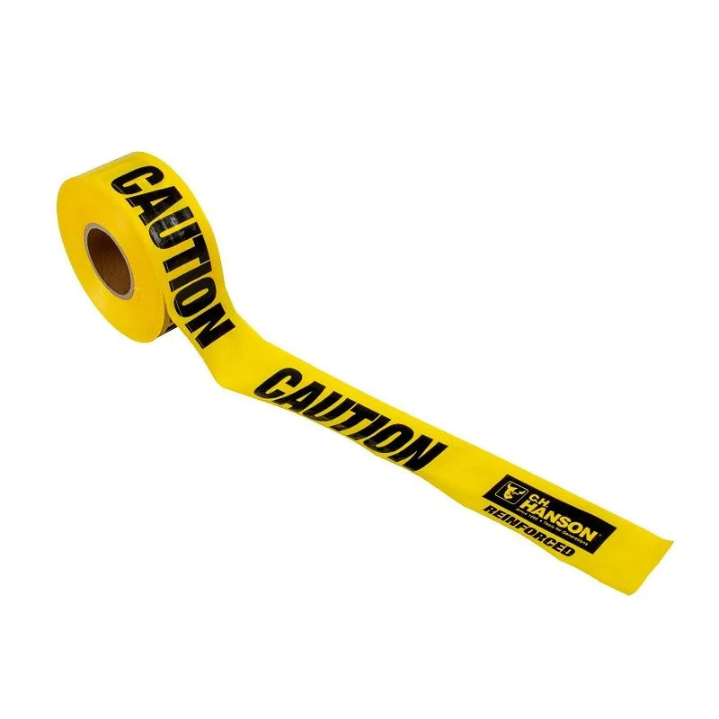 CH Hanson 16030 Reinforced Barricade Tape, 500 ft L, 3 in W, Yellow, Polyethylene