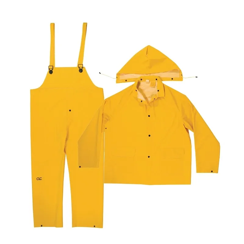 CLC R101L Rain Suit, L, PVC, Yellow, Detachable Collar