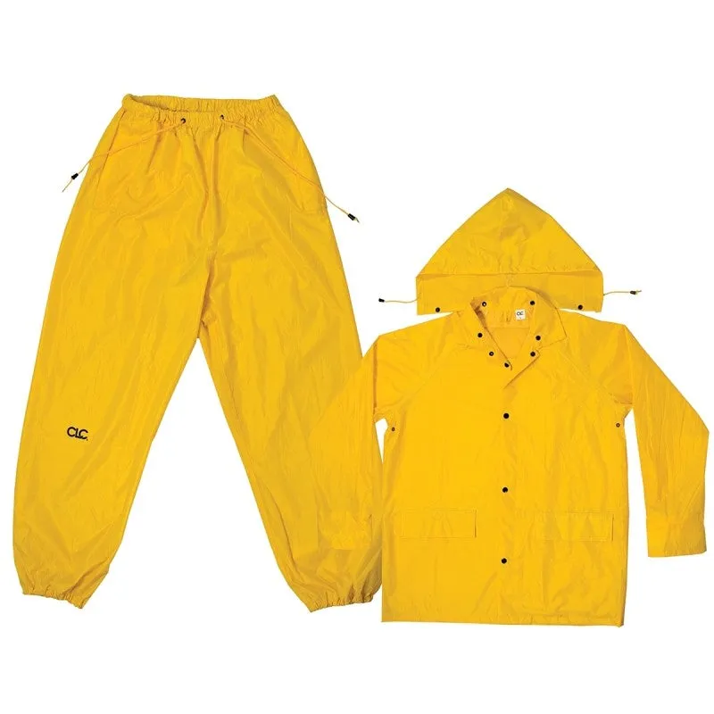 CLC R102L Rain Suit, L, 170T Polyester, Yellow, Detachable Collar