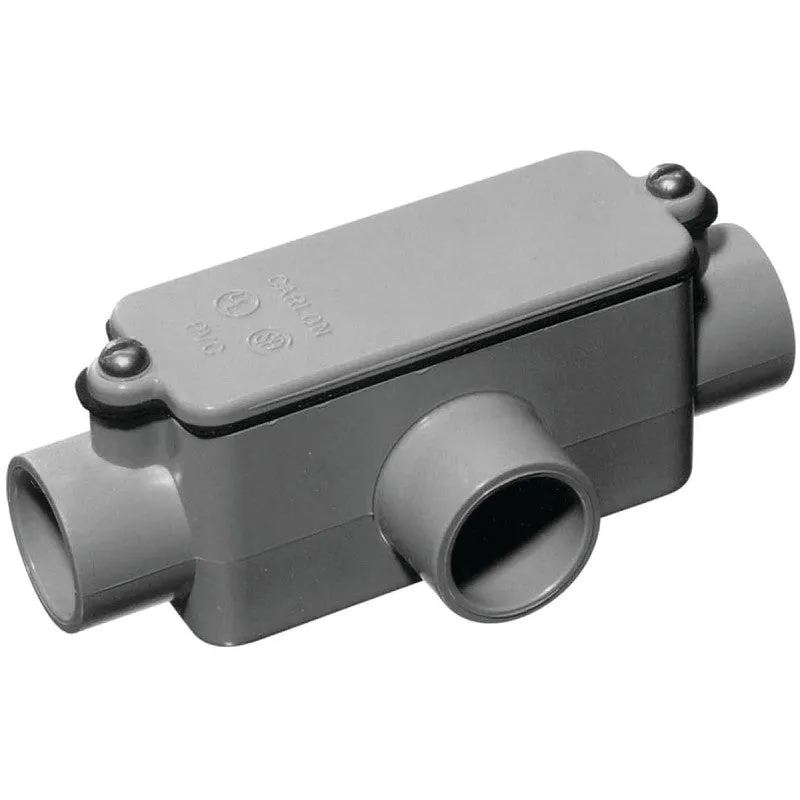 Carlon E983GR-CAR Conduit Body, IMC, Rigid, 1-1/4 in Hub, 8-21/32 in OAL, PVC, Gray