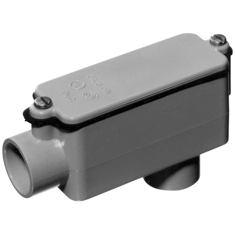 Carlon E986L Conduit Body, 3 in Hub, 14-7/8 in OAL, PVC, Gray