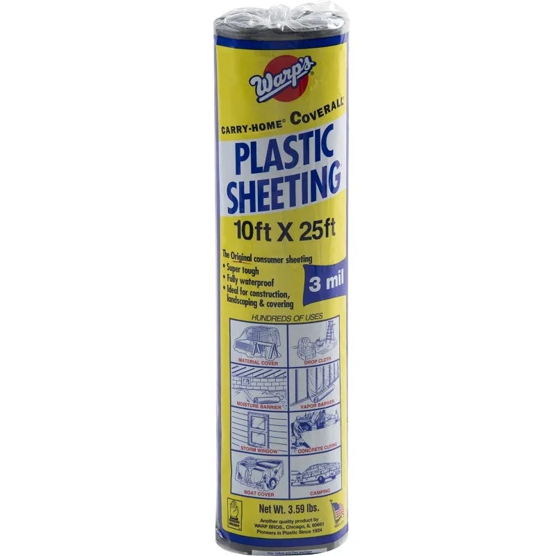 Carry-Home SP-3CH10-B Poly Film, 3 mil Thick, 25 ft L, 10 ft W, Black